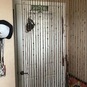 Bamboo Beaded Door Curtain with Brown and Black Accents